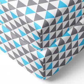 Bacati - 2 Pack Woodlands Triangles Neutral 100% Cotton Universal Baby US Standard Crib or Toddler Bed Fitted Sheets (Aqua/Grey)