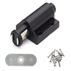 10set Black SBS Plastic Cabinet Single Magnetic Magnet Latch,for Push Latches Open Latch Door Drawer Touch Latch Cabinet,with Screws MT-008（D8-23）