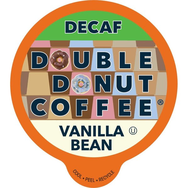 French Vanilla Coffee Medium Roast Decaf Flavored Coffee Pods for Keurig K Cups Makers from Double Donut, 24 Capsules