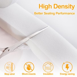 High Density Foam Tape Air Conditioner Window Seal, 2x1 Inch Thick Foam Stripe with Adhesive for Window AC Insulation, Weather Stripping for Doors and Windows Insulation, AC Foam Tape, White