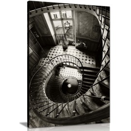 Panther Print Fine Art Prints Black & White Architectural hotel interior Artistic Framed Canvas Print, Pictures for Home Walls, Bedroom, Living Room & Bathroom Decor 31x20cm (12x8in)