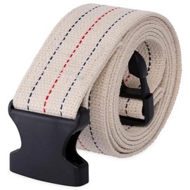 Gait Belt 2 inches Transfer and Walking Assistance with Quick Release Buckle for Seniors, Elderly, Caregiver, Nurse, Therapist (Beige - Red/Navy Stripes, 72 Inch)