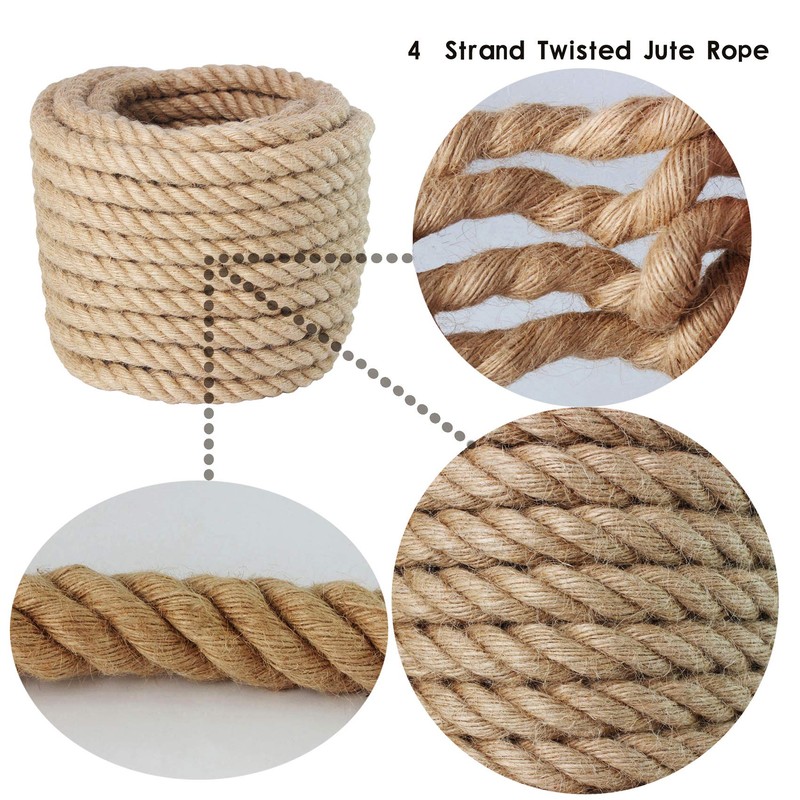 Manila Rope 1 Inch x 100 Feet, Twisted Thick Rope