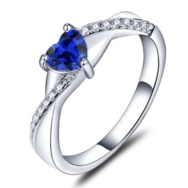 YL 925 Sterling Silver Engagement Ring Heart Cut 5MM Created Sapphire Infinity Ring for Women-size8