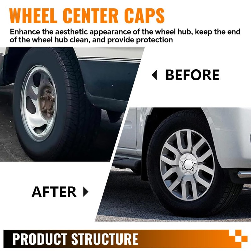 G-PLUS Chrome Wheel Hub Center Caps Cover Replacement with 7"