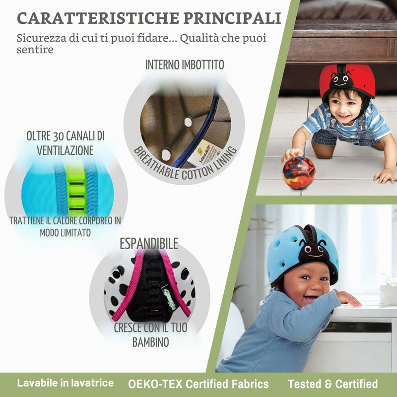 SafeheadBABY Casco di sicurezza per bambini pluripremiato per gattonare e