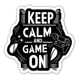 Keep Calm and Game on Vinyl Sticker 5x5 Inches Gaming Stickers for Boys Cars Bumper Window Computers Laptops Vehicles Room Door Decor