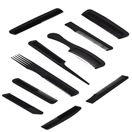 Professional Hair Styling Comb Kit Black Plastic Kit 10 Piece