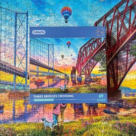 Gibsons Three Bridges Crossing 1000 Piece Jigsaw Puzzle Beautiful Colourful Scotland Sustainable Jigsaw Puzzle for Adults | Premium 100% Recycled Board | Great Gift | Gibsons Games
