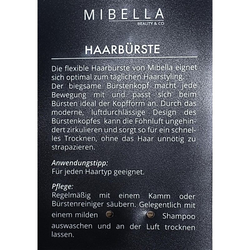 Mibella Modern Flexible Hairbrush for All Hair Types with Rubberised