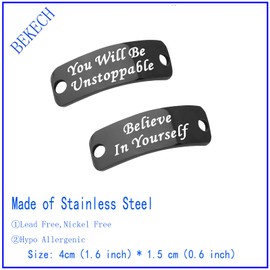 BEKECH Runner Shoe Lace Tag Believe in Yourself You Will Be Unstoppable Trainer Tags for Runner Marathon Gift Fitness Gift (black)