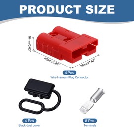 MECCANIXITY Battery Power Connector,50A 6AWG 8AWG 10AWG 12AWG Wire Harness Plug Kit Battery Quick Connect/Disconnect Jumper Cable Plug Connectors for Winch Auto Car Trailer Driver,Red,4 Set
