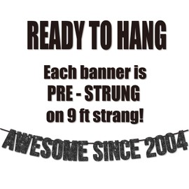 Banner impresionante desde 2004 para decoración de fiesta de cumpleaños número 21, pancarta de fiesta de cumpleaños para niños y niñas, hecha a mano, color negro