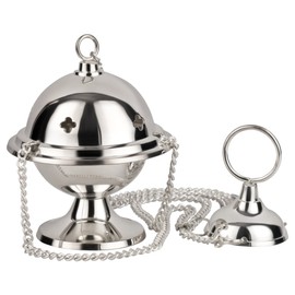 Incense Barrel: Incense Set, Jerusalem Incense Barrel Made of Brass Silver [6 x 10 cm], Includes Incense & Charcoal