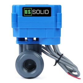 U.S. Solid 1/2 in UPVC Motorized Ball Valve - Plastic Electrical Ball Valve with Full Port, 2 Wire Auto Return, 9-36V AC/DC, Normally Closed