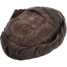 Postizos Peluca de cabello humano tupé for hombre Sistema reemplazo 6"(7x10)