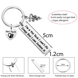 TGBJE Vet Tech Gift I'm A Vet Tech I Can't Fix Crazy But I Can Sedate It Keychain Veterinary Technician Gifts Veterinarian Gifts Vet Student Gift Veterinarian Graduation Gift (C-Vet Tech Key)