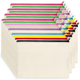 Koolmox Canvas Zipper Pouch, 40 Pack Bulk Cosmetic Bags Embroidery Bag Blank for Tie Dye, Marker, Circuit Projects, Christmas Gifts, Travel Bags for Pen Pencil Zipper Pouch.