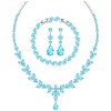 LMXXVJ Created Aquamarine Crsytal Prom Evening Party Jewelry Set for Women,Necklace Earring Bracelet Formal Costume Jewelry Set for Bride Bridesmaid,Silver-Tone