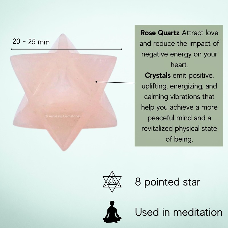 Rose Quartz Merkaba Crystal - 1 Inches Metaphysical Merkaba Star