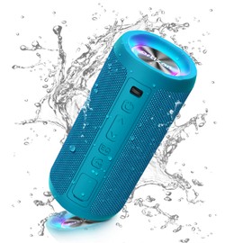 Ortizan Bluetooth Speaker, Portable Wireless Bluetooth Speakers With Led Light, Louder Volume & Enhanced Bass, IPX7 Waterproof, 30H Playtime, Durable Loud Speaker Bluetooth for Travel, Outdoor - Blue