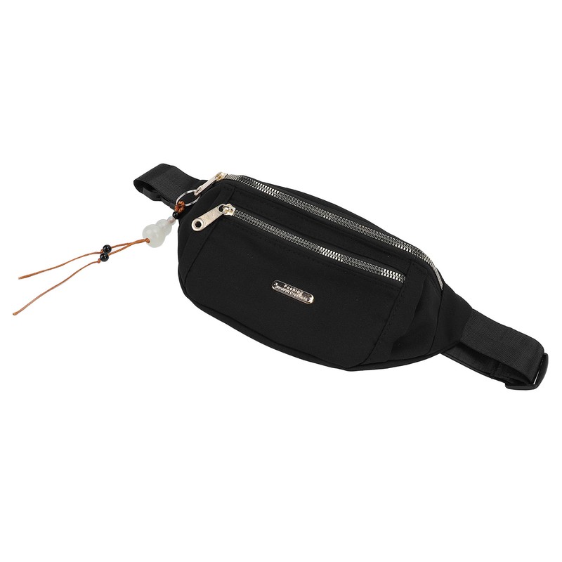 Waist Bag Multi Layer Stylish PU Smooth Zipper Large Capacity