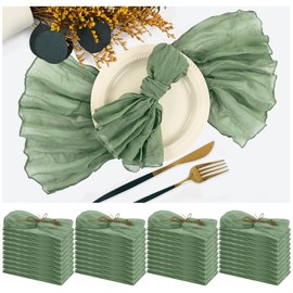42 paquetes de servilletas de gasa de 20 x 20 pulgadas, color verde salvia, servilletas de tela suave para decoración de mesa de boda, fiesta, evento, cena