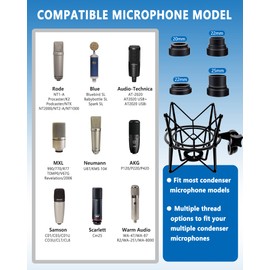 SUUNTOK Microphone Shock Mount Universal Mic Holder Spider Recording Mic Shockmount Stand Compatible with Many Condenser Mics Like Rode NT1-A NT2-A Procaster AT2020 MXL 990 770 U87 (Black)