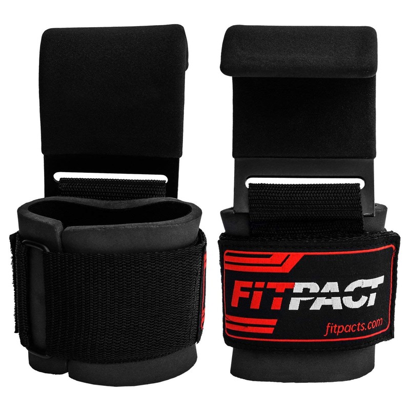 FITPACT Weight Lifting Hook Straps Wrist Support Training Gym Bodybuilding