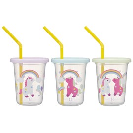 Skater SIH2ST-A Little Unicorn Girl Tumbler with Straw, Set of 3, 8.1 fl oz (230 ml), Made in Japan