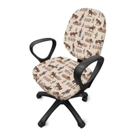 Tongluoye Western Cowboy Horse Office Chair Covers Washable Computer Office Chair Seat Cover 2 Piece Office Chair Slipcovers Protector Desk Accessories Dorm Computer Rotating Chair Slipcover