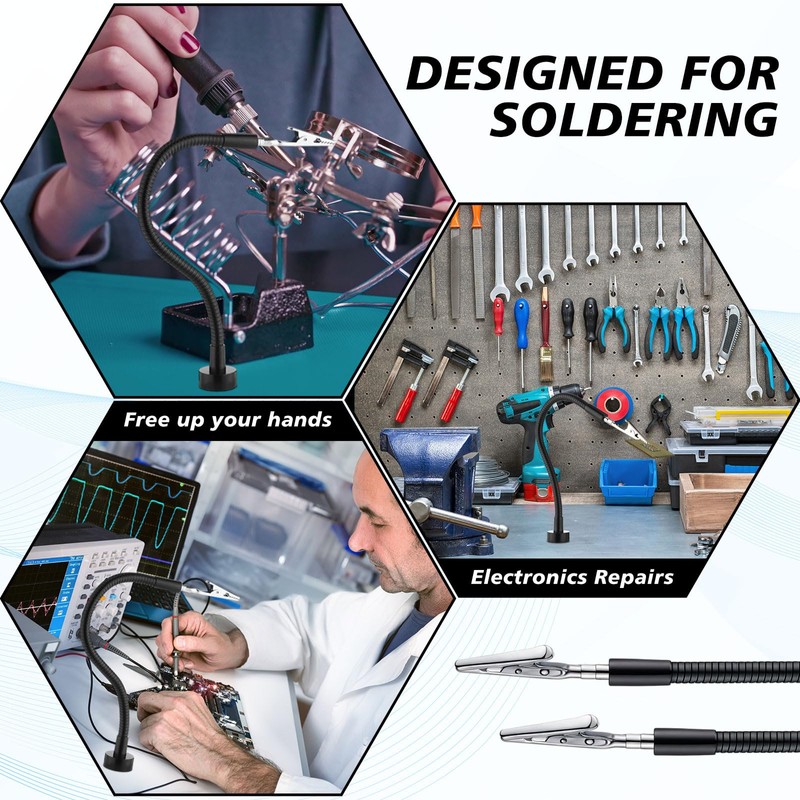 Honoson 6 Pack Magnetic Helping Hands Soldering, Flexible Gooseneck Metal