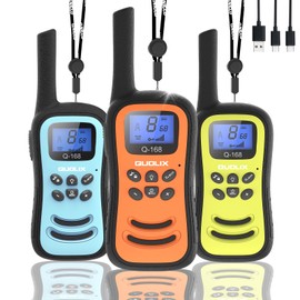 QUOLIX Walkie Talkies for Kids 3 Pack, Rechargeable Kids Walkie Talkies Toy for 3-12 YrO Boys, Long Range Walkie Talkie with 22 Channels & Flashlight Birthday Gifts for Kids Outdoor Adventure