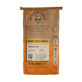 Scratch and Peck Feeds Scratch and Peck Whole Grain Starter Crumbles Chicken and Duck Feed - 25 lbs Bag - Corn-Free and Soy-Free - 20.5% Protein, Certified Organic and Non-GMO Project Verified Chicken Food