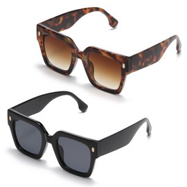 MUTOTNNG Fashion Women’s Sunglasses Oversized Frame, UV400 Protection for Daily/Outdoor/Travel, Trendy Accessories for Women (leopard gradient brown+black gray)