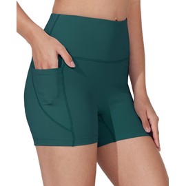 Willit 3" Women's Swim Shorts with Liner Pockets High Waisted Bathing Shorts Bottoms Tummy Control UPF 50+ Teal L