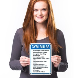 Sigo Signs, Gym Rules Return Weights to Rack After Use Sanitize Equipment After Use Sign, 10x7 Inches, Rust Free .040 Aluminum, Fade Resistant, Made in USA