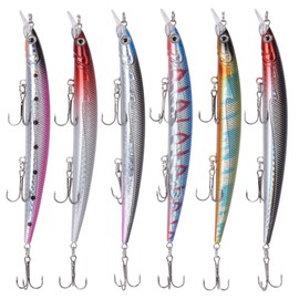 6 pcs 13.5cm/13.5g Freshwater Saltwater Fishing Lures Plastic Hard Baits Swimbait with Hooks Fish Accessories Kit