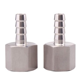DERNORD 3/8" Barbed Hose x 1/2" NPT Female - Home Brew Fitting 304 Stainless Steel Pack of 2