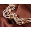 Alilang Golden Tone Chain Link Twist Braid Faux Pearl Rhinestone