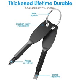 Keychain Screwdriver Tool Gifts for Men, Portable Screwdriver Head Styles, Phillips, Flathead and Hexagonal Spanners (Style 1/Black)