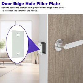 Door Hole Cover Plate, Door Edge Hole Filler Plate, Door Latch Filler Plate, 1-1/8 × 2-1/4 Door Hole Cover, Gray Deadbolt Plate -6 Pack