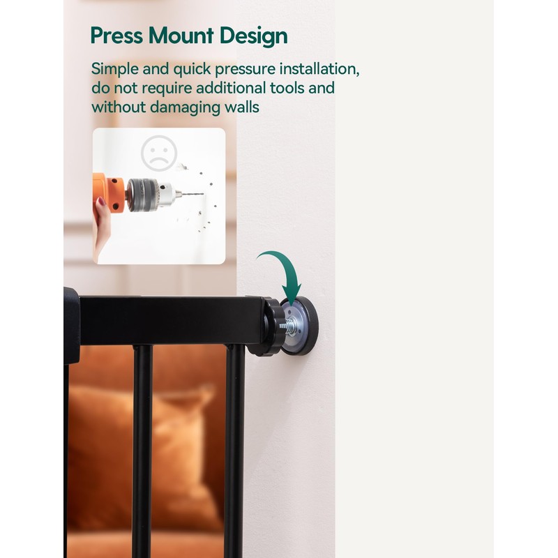 Babelio 29-43" Magnetic Baby Gate for Stairs,Doorways House,Kitchen,30" Tall Pet