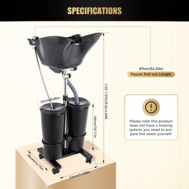 DCEHKR Portable Shampoo Bowl with Electric Pump, Electric Portable Shampoo Bowl, Portable Hair Washing Station with 2 Buckets, Height Adjustable Portable Salon Sink Hair Wash Basin for Home & Barber