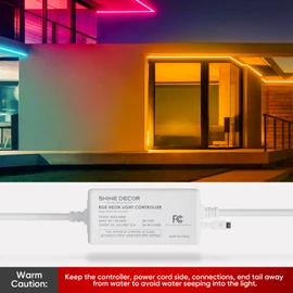 Shine Decor Controller with Remote, Power Supply for 10mm W x 20mm H LED RGB Neon Rope Lights Only