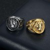 JWM Stainless Steel Lion Rings Golden Large Animal Rings for