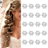 Shimmeroo Mini Rhinestone Flower Hair Clips,Elegant Sparkly Small Pearl Hair