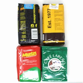 Bold Puerto Rican Coffee Variety Mix - Cafe Borinquen, Cafe Coqui, Cafe Lareno, Cafe Adjuntas (1 - 14oz pack of each)