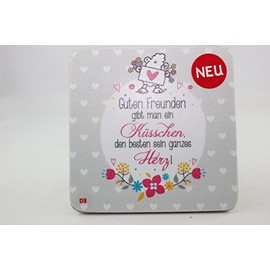 Sheepworld - 45453 Coaster No. D3, Sheep, Guten Freunden gibt Man EIN Küsschen, den besten Sein ganze Herz!, Cork, 9.5 cm x 9.5 cm