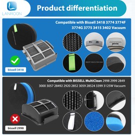LANROON 3418 3402 3774F Filters for Bissell SurfaceSense 3418 3415 MultiClean 3402 3774F 3409 3774 3774G 3775 3404 PowerLifte Upright Vacuums 3 Pack